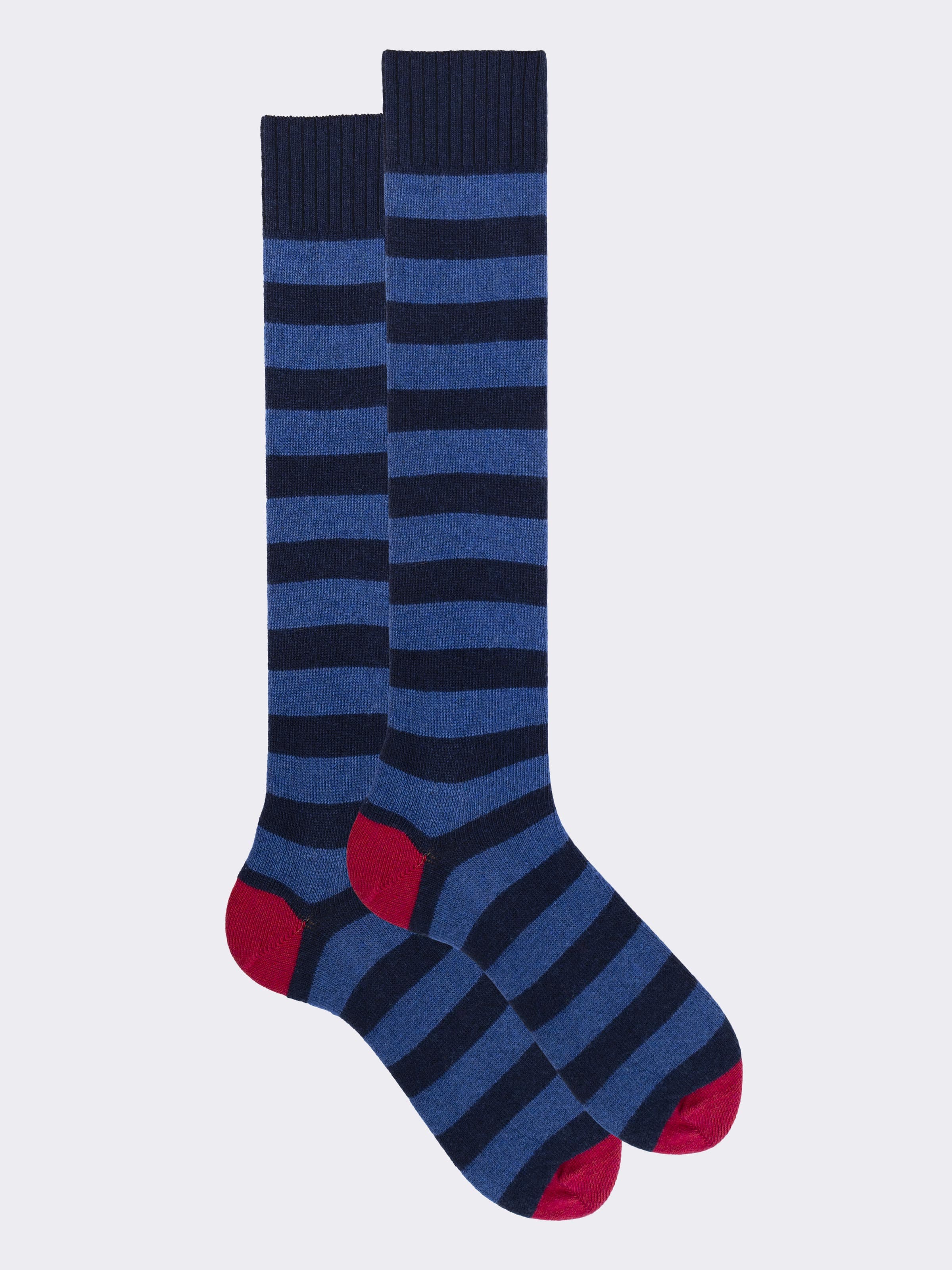 Calze Lunghe Uomo fantasia a Righe in misto Cashmere - Made in Italy - Image 1