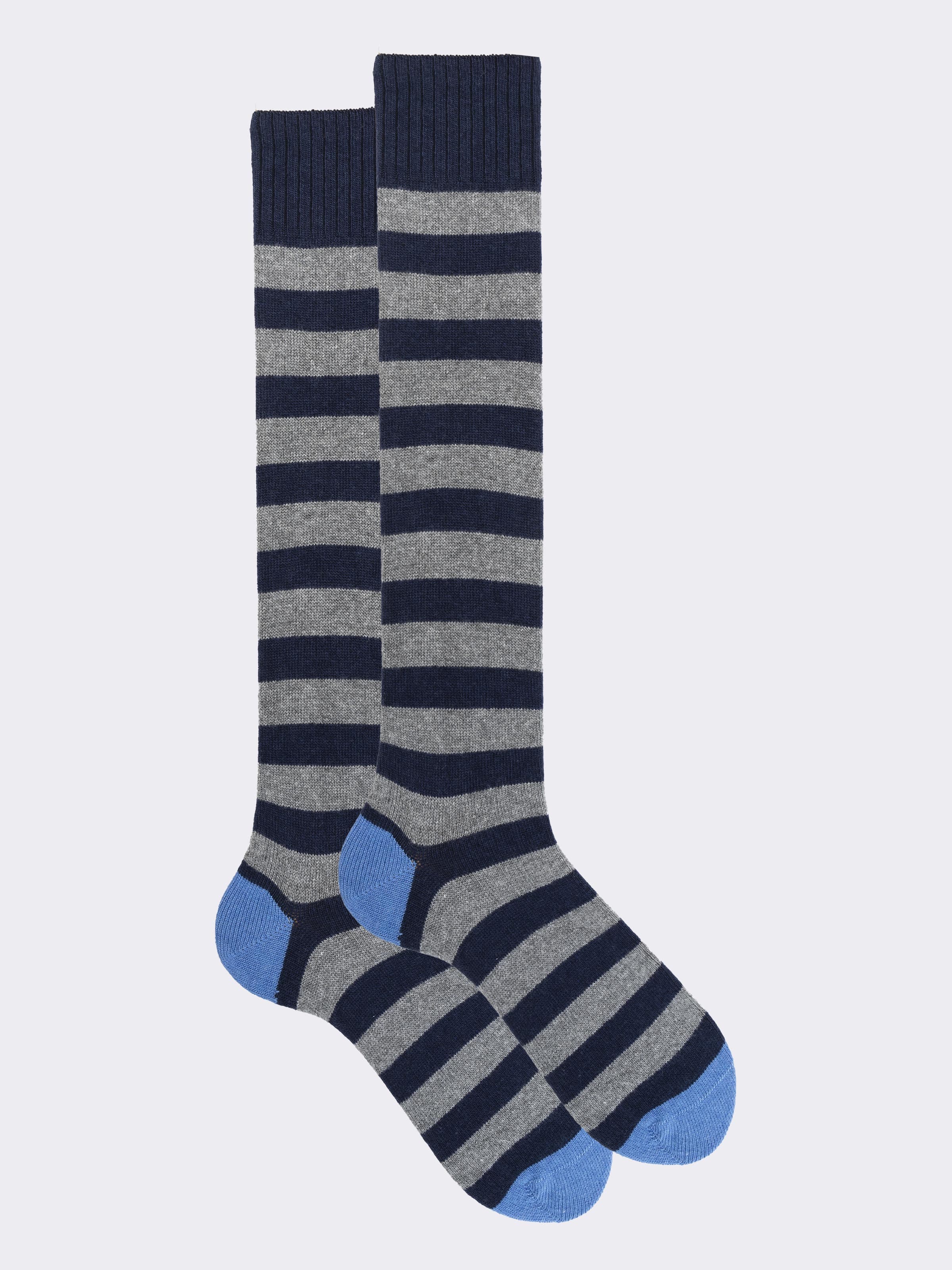 Calze Lunghe Uomo fantasia a Righe in misto Cashmere - Made in Italy - Image 1