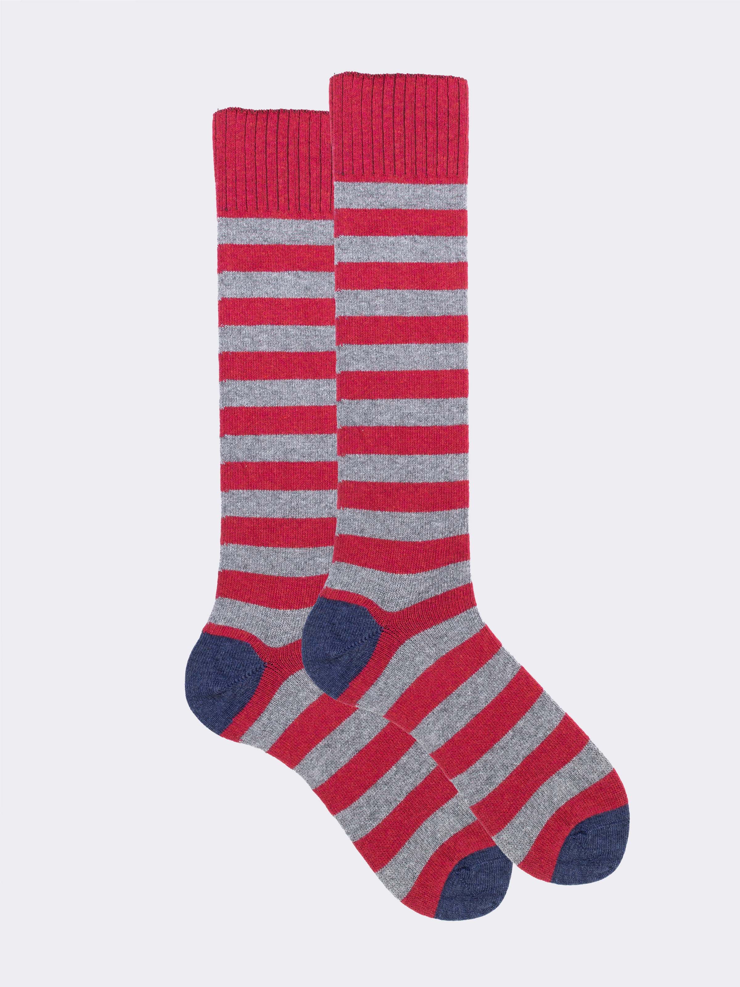 Calze Lunghe Uomo fantasia a Righe in misto Cashmere - Made in Italy