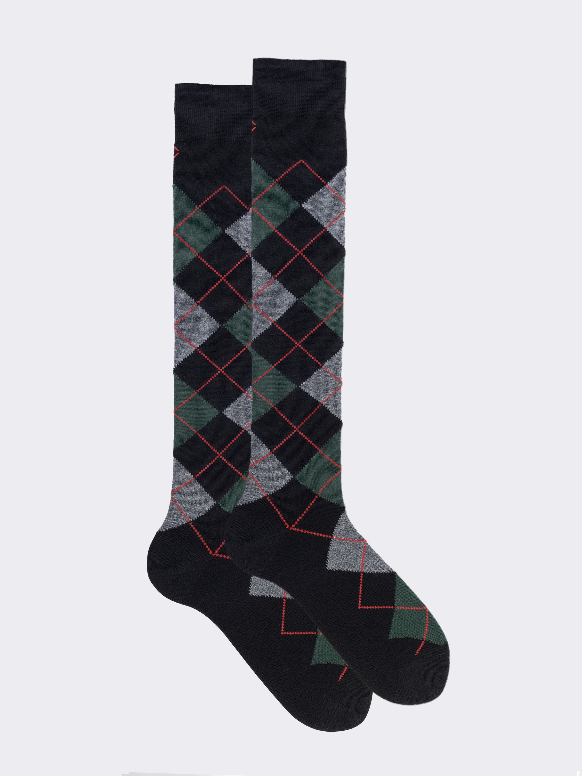 Calze Lunghe Uomo Motivo Argyle Rombi in Caldo Cotone - Image 1