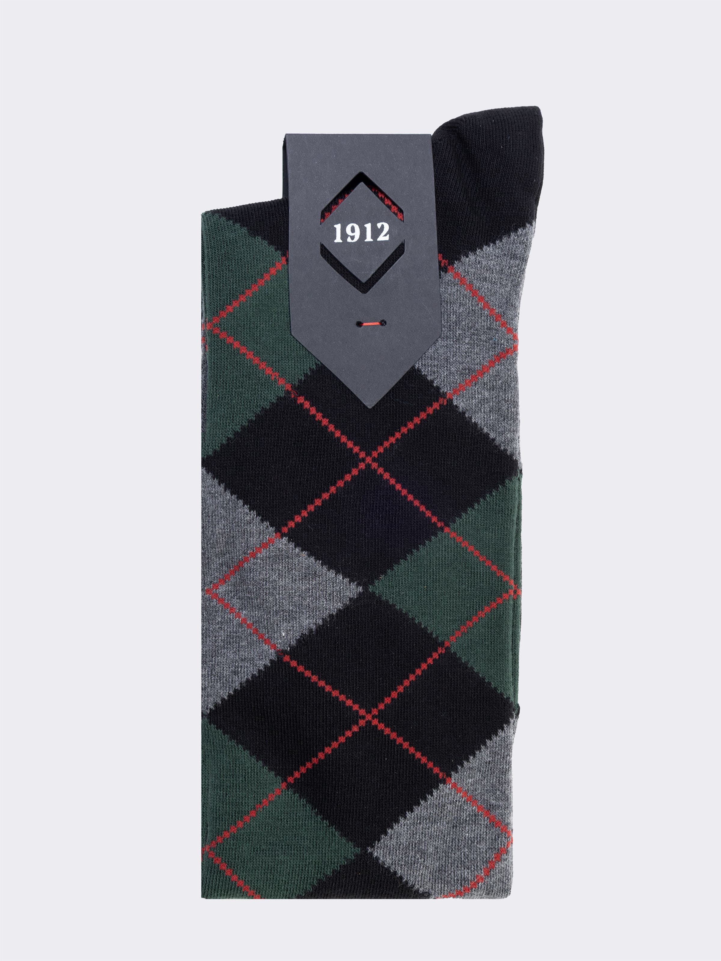 Calze Lunghe Uomo Motivo Argyle Rombi in Caldo Cotone - Image 3