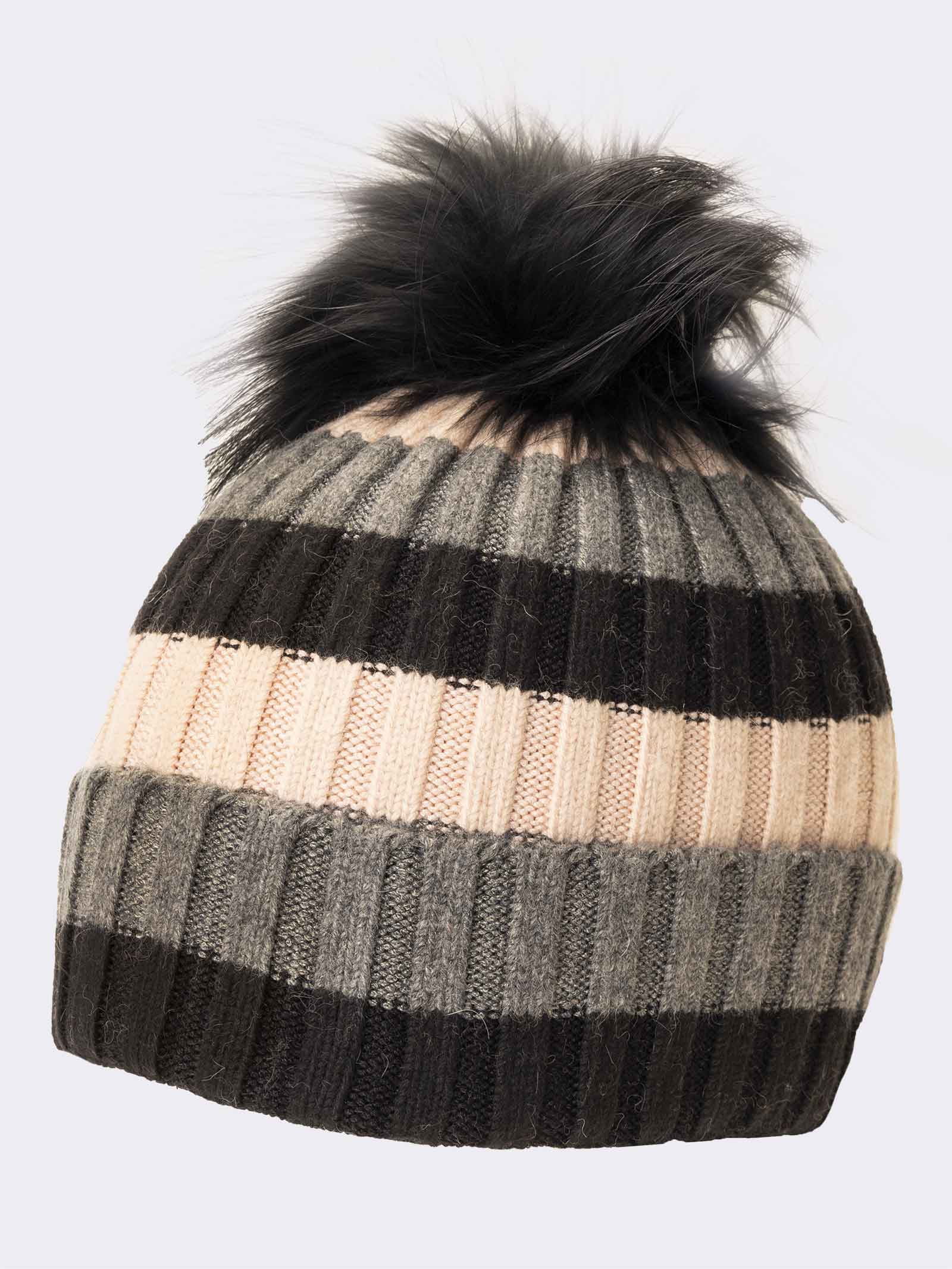 Berretto Donna Invernale a Righe con Pompon - Elegante Cappello Morbido - Image 1