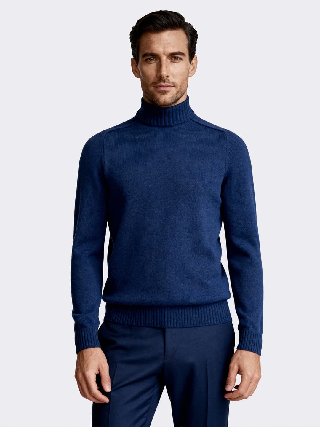 Dolcevita uomo manica lunga con dettagli a Coste in misto Cashmere